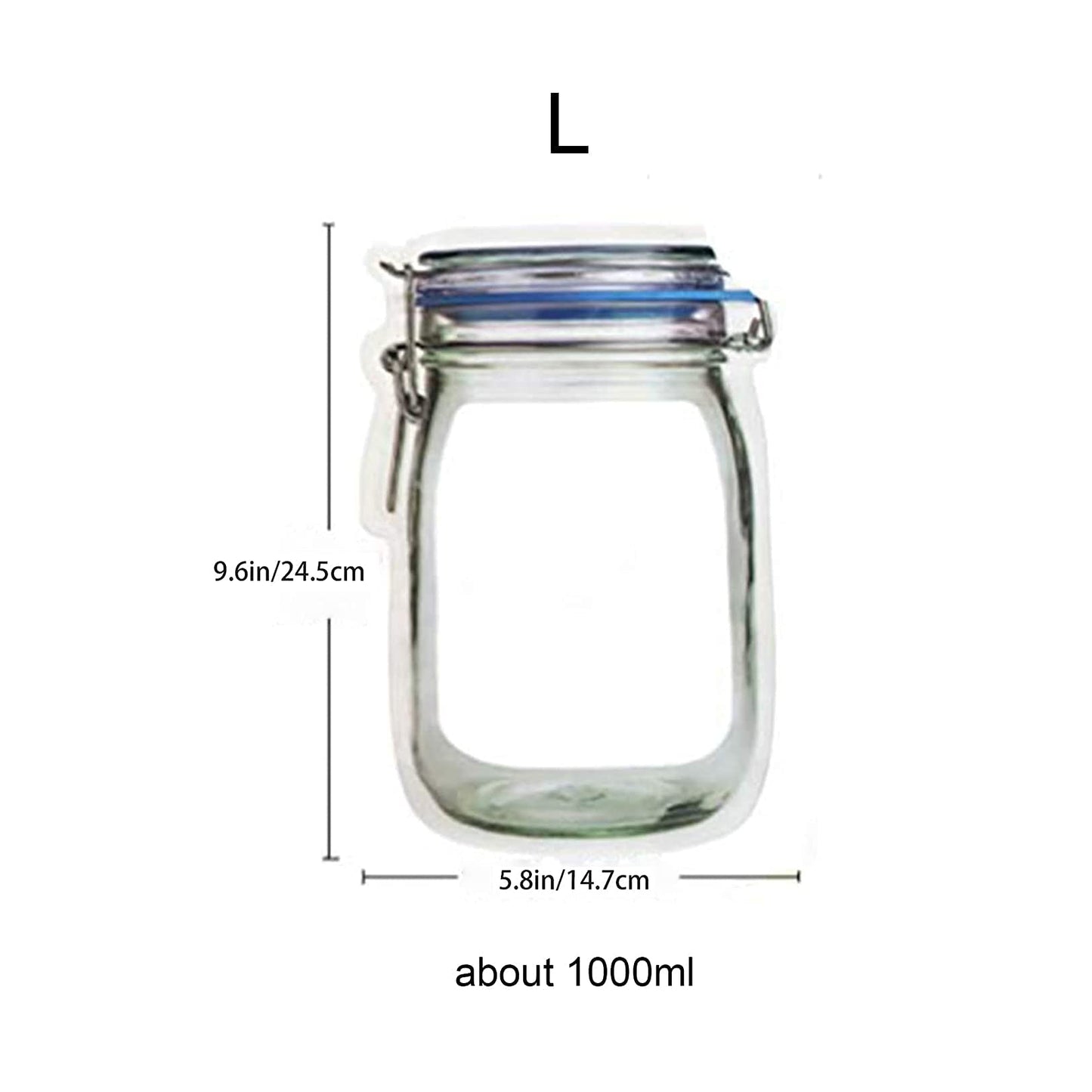 Enkrio 20 Pack Mason Jar Zipper Bags, Reusable Snack Food Storage Bags for Kitchen Sandwich Picnic Organizer