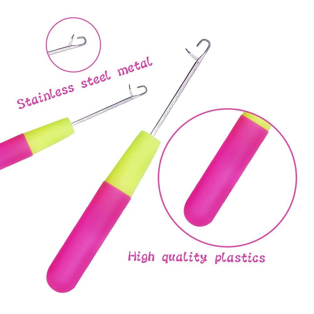 5 Pieces Different Size Latch Hook Set, Latch Hook Crochet Needle, Crochet Hook with Latch, Dreadlocks Crochet Hook Set, Latch Hook Crochet Needle, Bent Latch Hook for Carpet Making