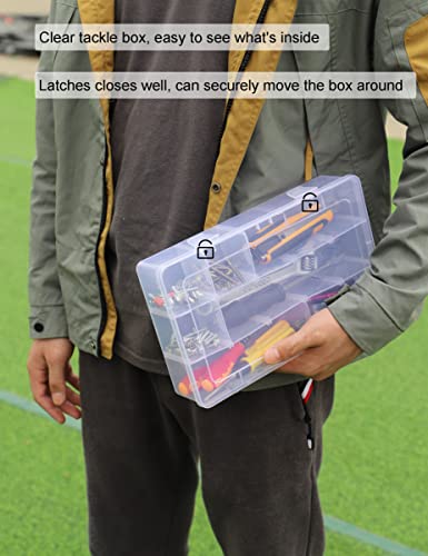 Tnqhuq Plastic Organizer Box Craft Box Bead Organizer Tackle Box Organizer 2 Pack 15 Large Grids Clear Craft Storage Box Snackle Box Container Washi Tape Organizer