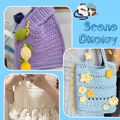 Fedmut Beginner Crochet Yarn, 4x50g /218 Yard Easy Yarn Crochet Knitting Yarn for Beginners with Easy-to-See Stitches, Yarn for Crocheting Bag, Keychain, Flower, Animal