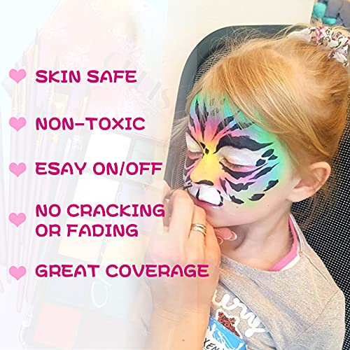 UCANBE Macaron Face Body Paint Set, 15 Colors Painting Palette Makeup Kit + 10pc Colorful Artist Brushes, Oil Base Paint Set for Halloween, Cosplay, Parties and SFX Costume
