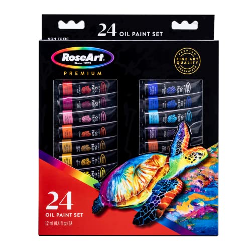 RoseArt Premium Oil Paint - Set 24 Colors, Maximum Strength Pigmented Oil Paints for Casual to Professional Artists, multi (83403)