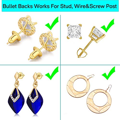 Catinee 14K Earring Backs,Plated Gold Earring Backs for Studs Secure,Hypoallergenic Earring Backs Apply To Earring Backs For Droopy Ears