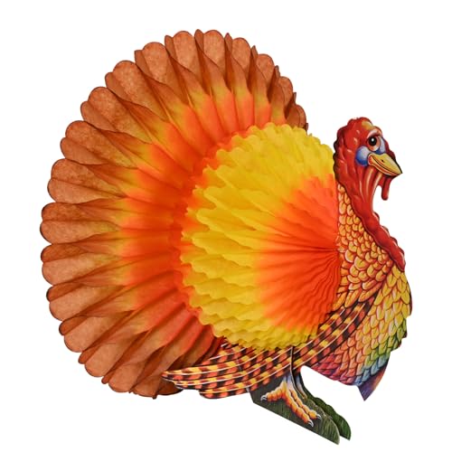 Beistle Colorful Tissue Turkey Centerpiece