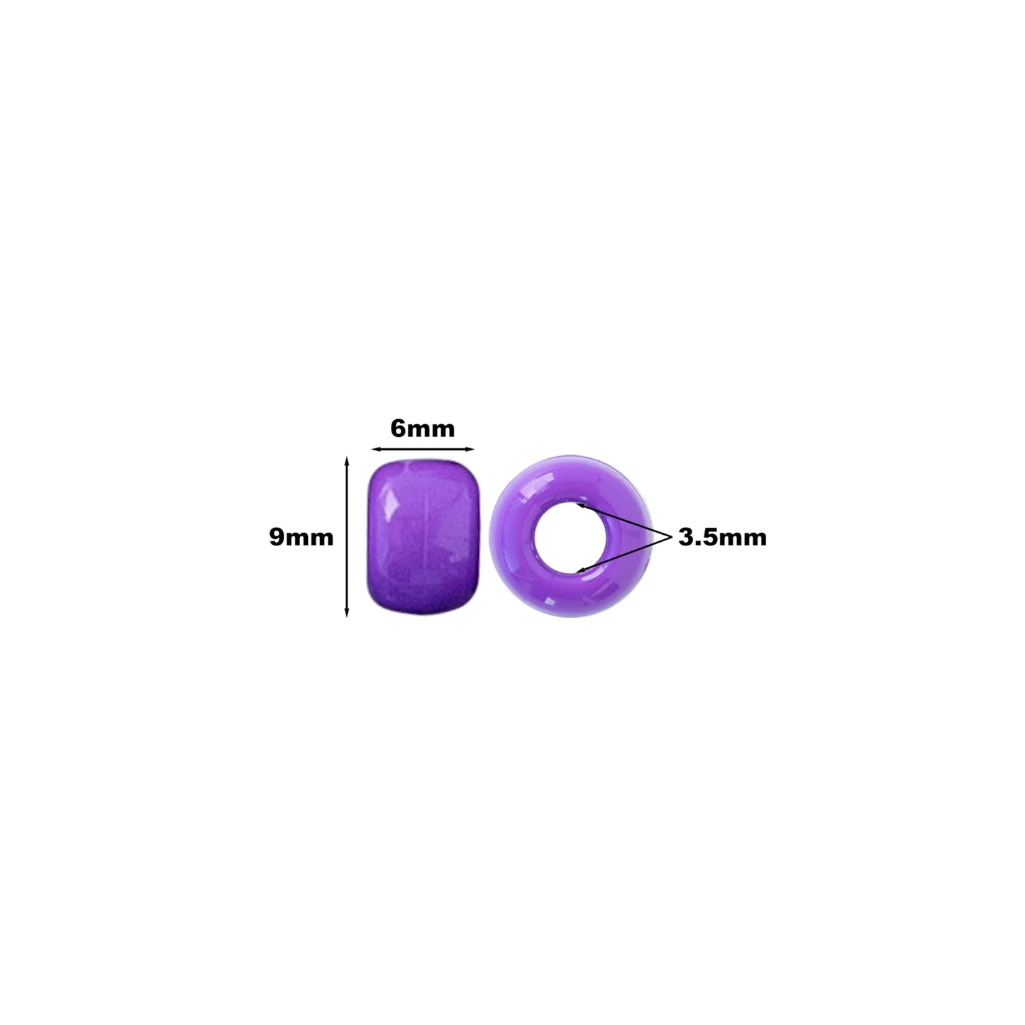 The Beadery - 9x6mm Barrel Pony Bead, Dark Lilac - 900 Pieces - 750V054