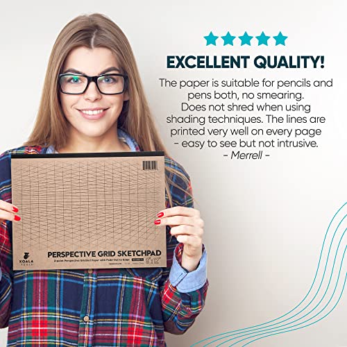 Koala Tools | Drawing Perspective (1 and 2-Point) Large Sketch Pad (2 Point - 9 x 12)