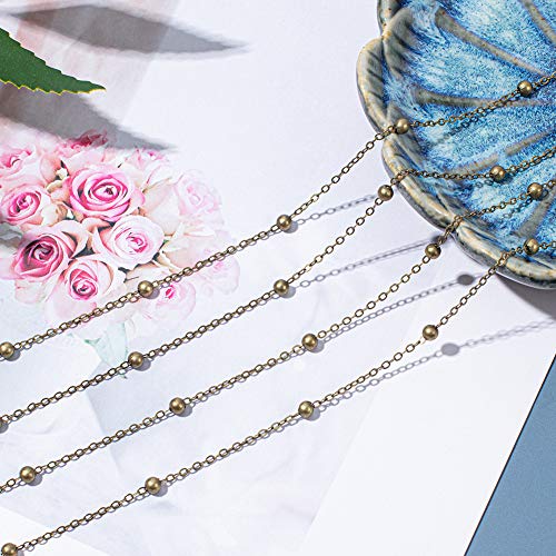 arricraft 10m/32.80 Feet Antique Bronze Chains, Brass Cable Chains with 3mm Balls, 1 Roll Chains for Necklace Jewelry Accessories DIY Making