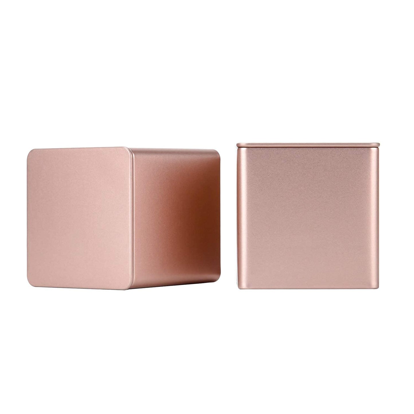 Tianhui Square Tin Can Empty Cube Steel Box Storage Container kit 65mm Series for Treats, Gifts, Favors, Loose Tea, Coffee and Crafts, Rose Gold, 3S