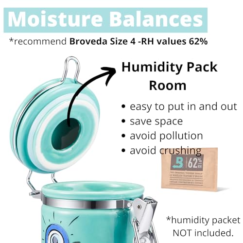 Evil Eye Stash Jar Half Oz (250ml), Odor Smell Proof Jar Airtight Container Keep Herbs Fresh Storage, Stash Jar Air Tight Container Ceramic, Turkish Blue Eye Nazar Decor Witchcrafts Ritual Accessories