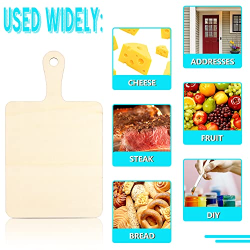 16 Pack Unfinished Wood Cutting Board Craft with Handle, Wooden Paddle Cheese Bread Board Set Chopping Board Serving Tray for Craft DIY Christmas Home Kitchen Cooking Decor (9.4" x 5.5")