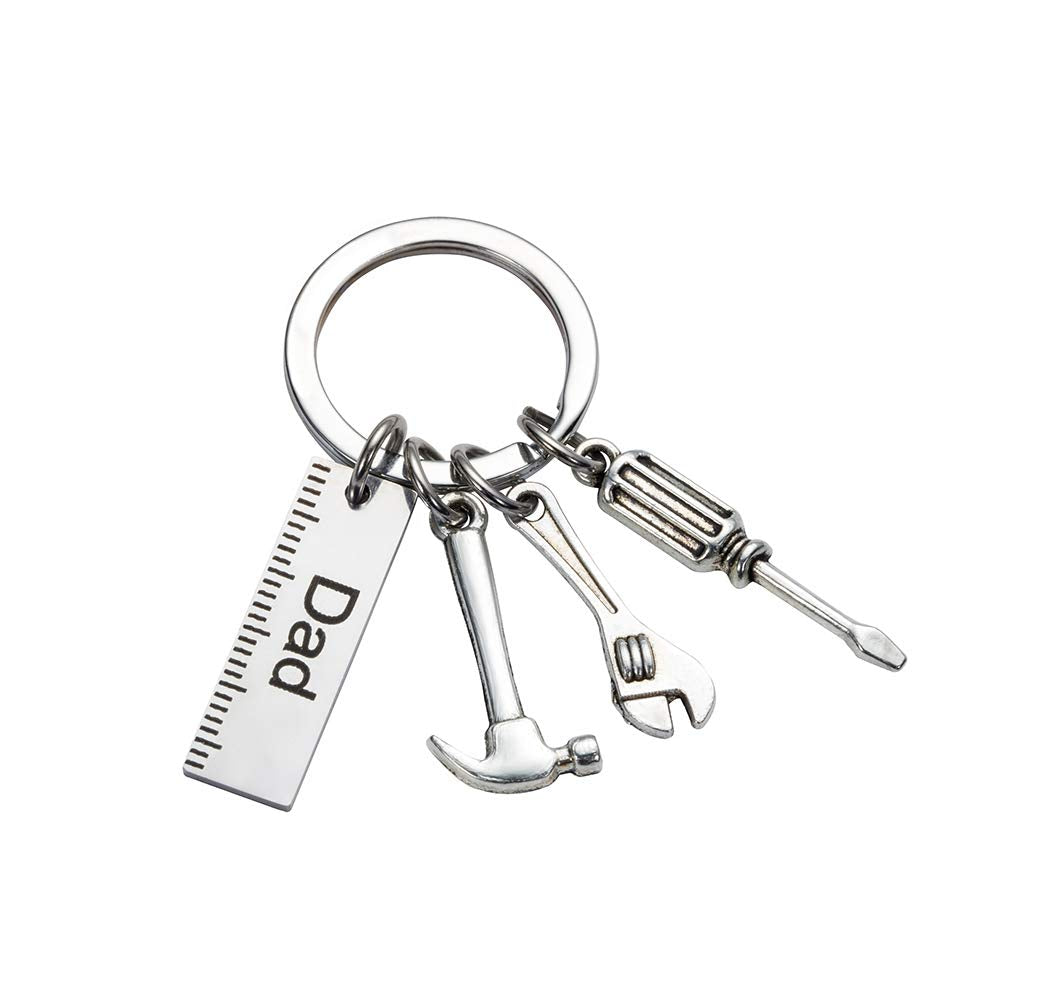 KIMI HOUSE Pop Keychain with Ruler Hammer Wrench Screwdriver Gifts for Dad, Father’s Day Birthday Christmas Gifts from daughter and Son