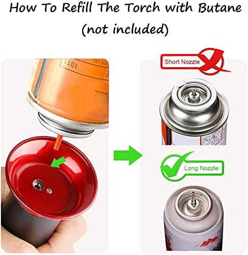 Blow Torch, Professional Kitchen Cooking Torch with Lock Adjustable Flame Refillable Mini Blow Torch Lighter for BBQ, Baking, Brulee Creme, Crafts and Soldering(Butane Gas Excluded)