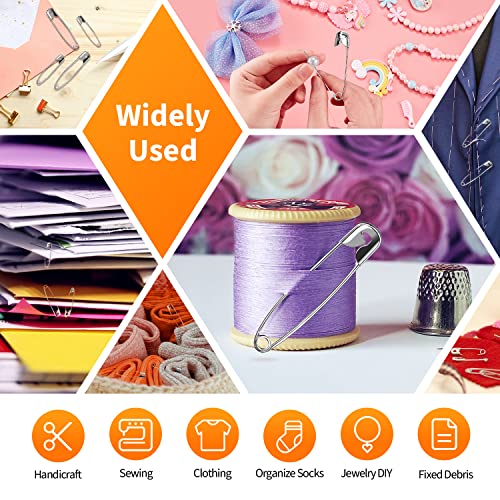 Officepal Premium Quality 4-Size Pack of Safety Pins- Top 250-Count – Durable, Rust-Resistant Nickel Plated Steel Set- Best Sewing Accessories Kit for Baby Clothing, Crafts, Arts (4-Size in 1 No.001)