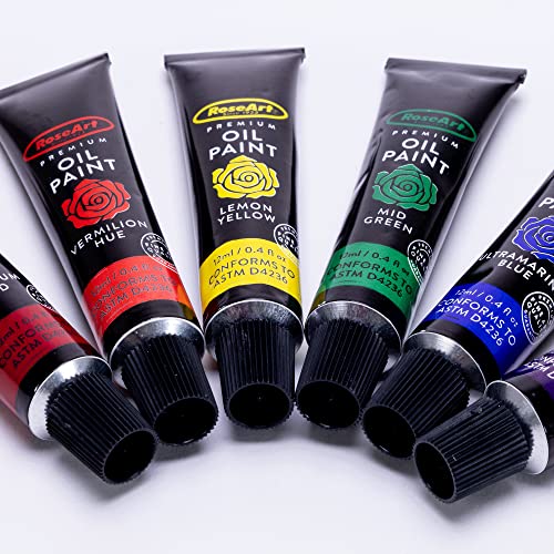 Premium Oil Paint - Set 12 Colors, Maximum Strength Pigmented Oil Paints for Professionals, Students,