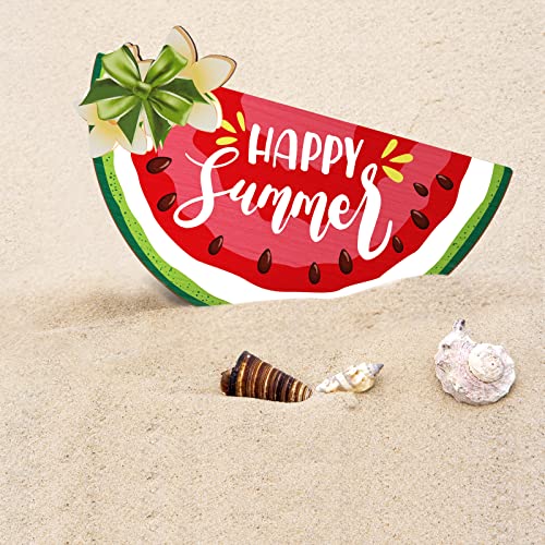 2 Pieces Watermelon Hanging Sign Summer Watermelon Hanging Door Sign Decor for Happy Summer Front Door Wreath Home Wall Decor with Rope