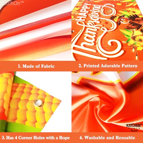 KatchOn, Happy Thanksgiving Banner - XtraLarge, 72x44 Inch | Happy Thanksgiving Backdrop for Thanksgiving Decorations | Thanksgiving Party Decorations, Fall Decorations | Thanksgiving Wall Banner