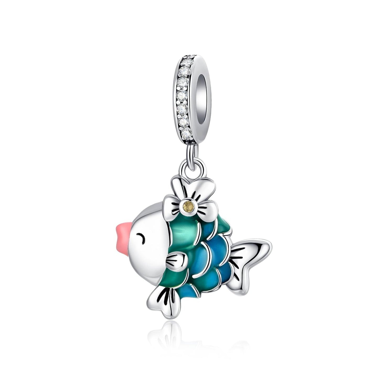 Alstade Cute Fish Charm 925 Sterling Silver Charms fits Bracelets and Necklace Pendant Bead Charms Jewelry Present for Women Family Friends