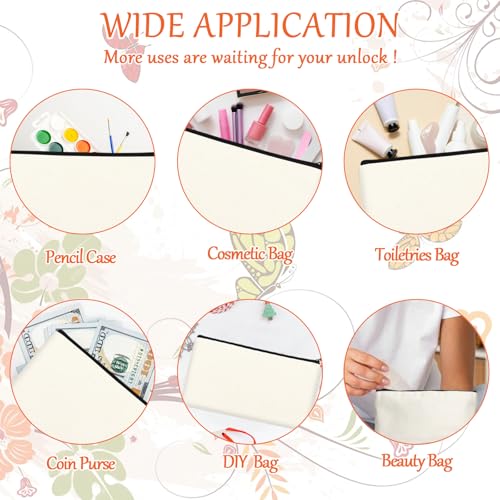 Legigo 10 Pack Blank DIY Craft Case Blank Makeup Bags- Beige Canvas Pencil Pouch Bulk Cosmetic Bag Multi-Purpose Travel Toiletry Zipper Bags (8.3 × 5 Inch)