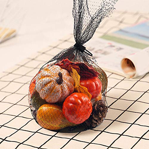 DomeStar 50 PCS Thanksgiving Artificial Pumpkins and Gourds Set, 8 PCS Fake Pumpkins, 12 PCS Pinecones and Acorns, 30 PCS Fake Maple Leaves Fall Wedding Tables Centerpieces