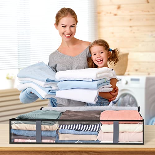 StorageRight Storage Bags, Clothes Storage,Under bed Storage Containers With Durable Handles,Large Capacity Storage Bins,Foldable Storage Organizers For Clothes,Bedding and Toys-75L/2 Pack/Grey