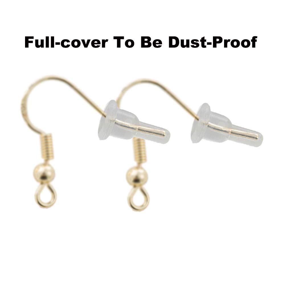 Clear Silicone Earring Backs - 150 Pcs / 75 Pairs Hypoallergenic Secure Push-Back Earring Stoppers for Stud Earrings, 10x6mm Full-Cover Studs Dust-Proof…