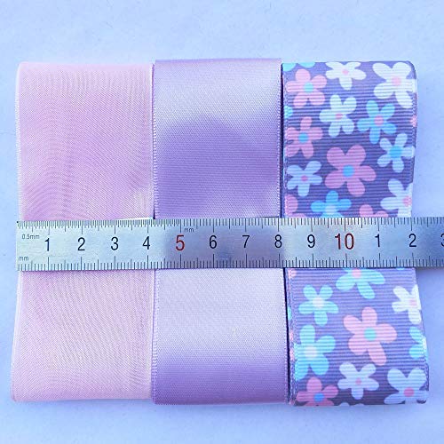 Libiline 17yards Assorted Purple Satin Organza Grosgrain Ribbon Craft DIY Packing Hair Bow Accessory (Purple)