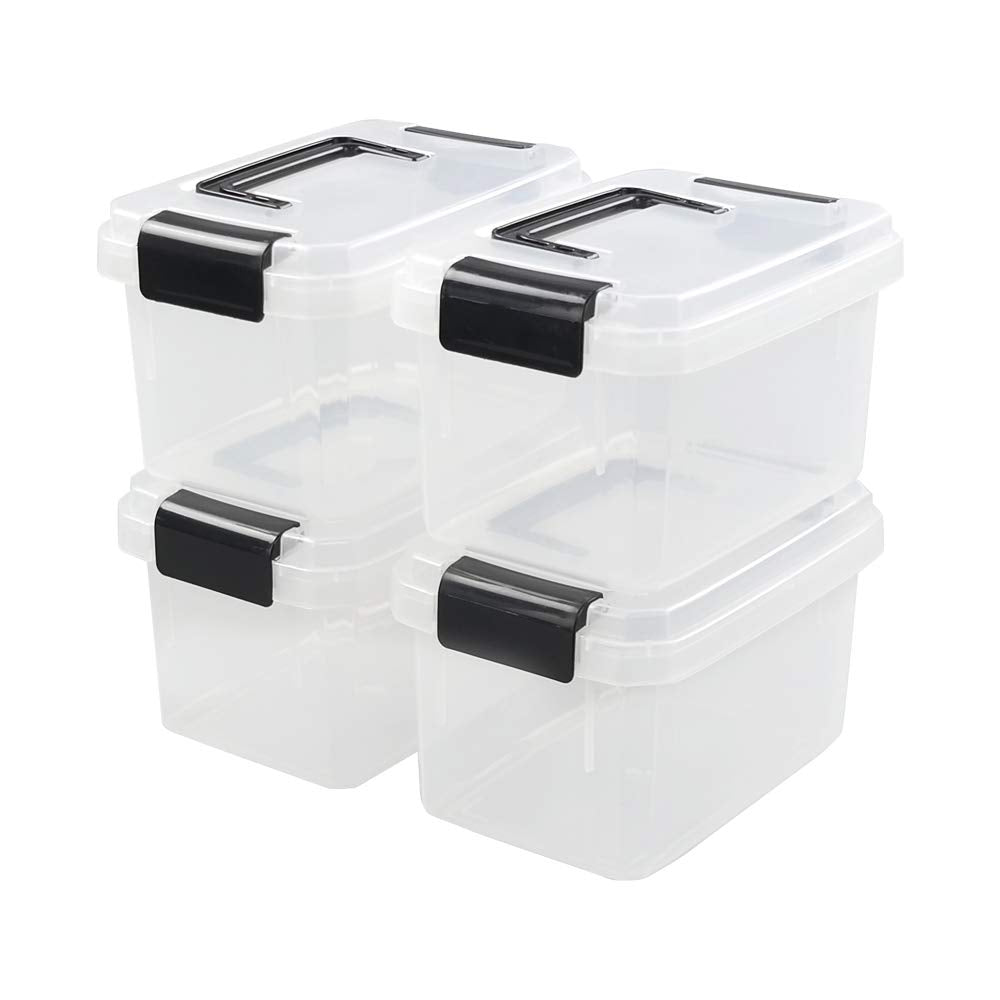 Nicesh 2 L Clear Mini Plastic Storage Box, Tiny Clear Storage Bin, 4-Pack