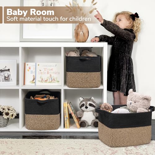 Goodpick Cube Storage Bins - Towel, Book, Cloth, Shoes, Closet Shelf Woven Baskets for Office, Baby Laundry, Toys, 13''x9.8''x9''