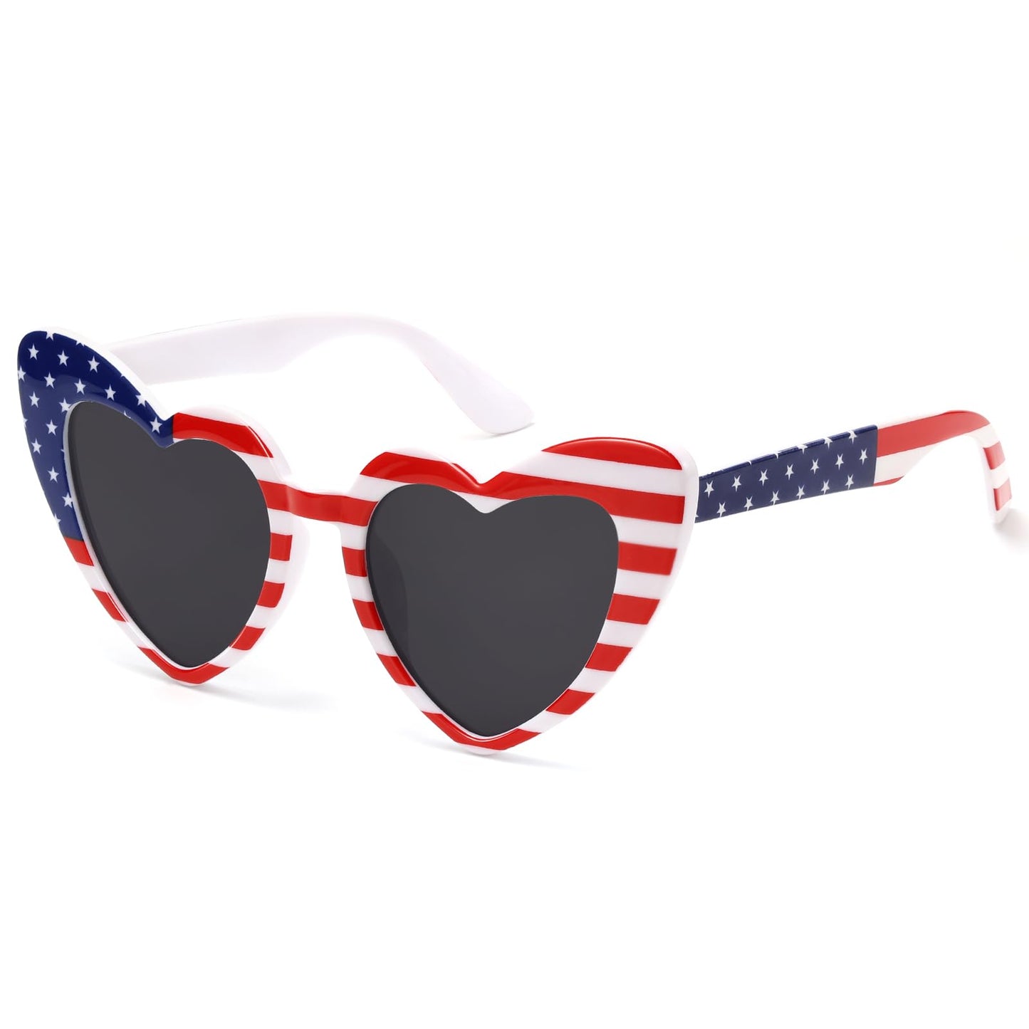 American Flag Heart Sunglasses for Women Men Trendy Cat Eye Love Shaped Sunglasses Vintage Lovely Retro Fourth of July USA Patriot Cute Sun Glasses