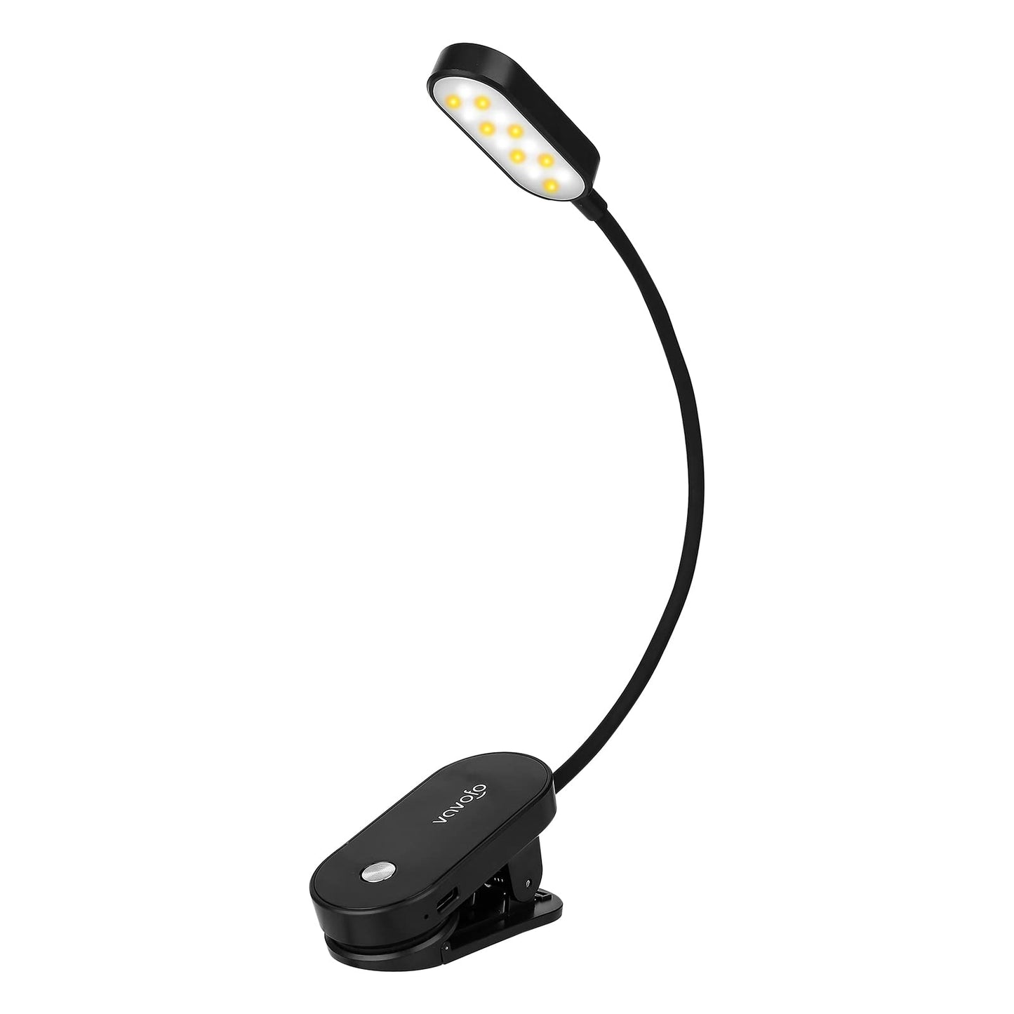 Rechargeable Book Light, 14 LEDs Eye Care Clip On Amber Reading Light for Bookworms Reading in Bed with 9 Colors 9 Brightness(Black)