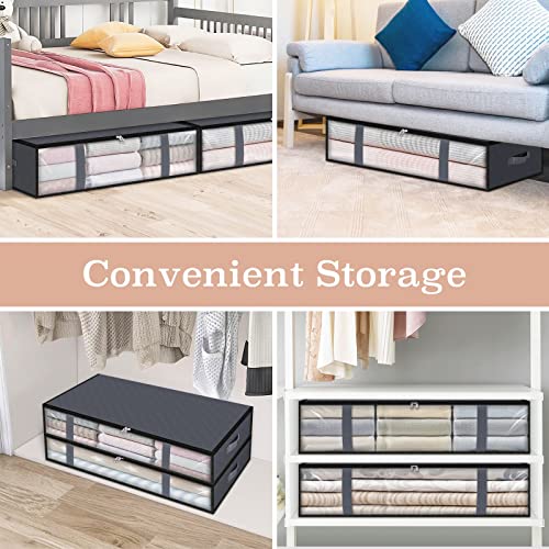 StorageRight Storage Bags, Clothes Storage,Under bed Storage Containers With Durable Handles,Large Capacity Storage Bins,Foldable Storage Organizers For Clothes,Bedding and Toys-75L/2 Pack/Grey