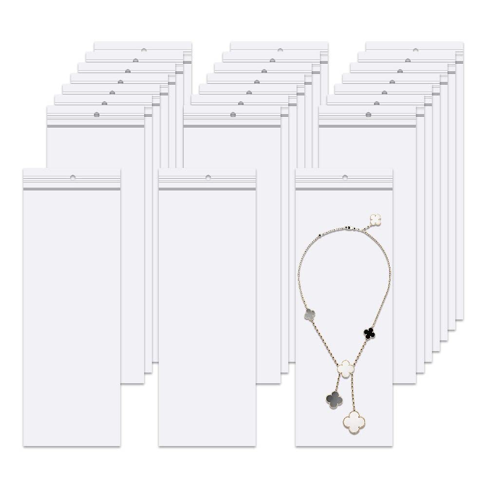 BornFeel Long Jewelery Bags 3 x 8'' 100pcs Clear Zipper Reclosable Necklace Bags with Hang Hole Poly Zip Seal Storage Bags for Packaging Shipping Incense 2 Mil (4 Sizes to Choose from)