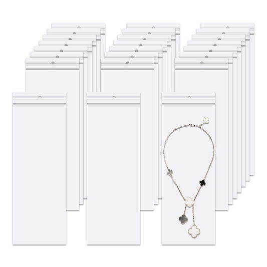 BornFeel Long Jewelery Bags 3 x 8'' 100pcs Clear Zipper Reclosable Necklace Bags with Hang Hole Poly Zip Seal Storage Bags for Packaging Shipping Incense 2 Mil (4 Sizes to Choose from)