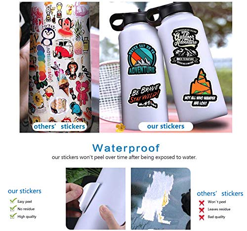 100pcs Outdoor Camping Hiking Adventure Stickers, Wilderness Nature Travel Camper Stickers for Water Bottle Laptop Luggage Cup, Waterproof Summer Camp Stickers Decals for Adults Teens Girls Boys Kids