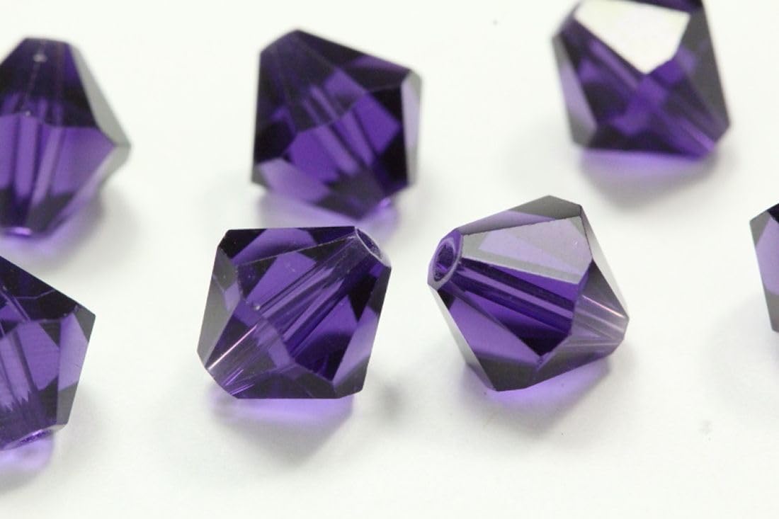 100pcs Adabele Austrian 4mm (0.16 Inch) Small Faceted Loose Bicone Crystal Beads Purple Velvet Compatible with Swarovski Crystals 5301/5328 SSB427