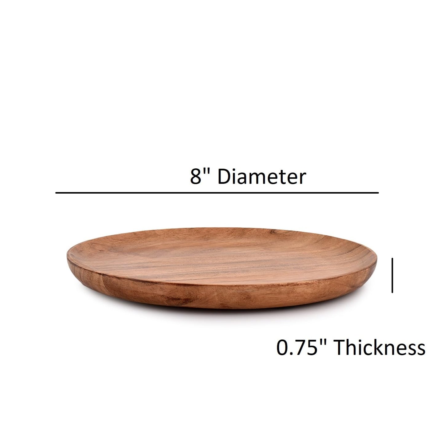Acacia Wood Round Platters Set of 4 for Ottoman or Side Table, Charcuterie Board or Cheese Platter for Living Room (8" x 8" x 0.75")