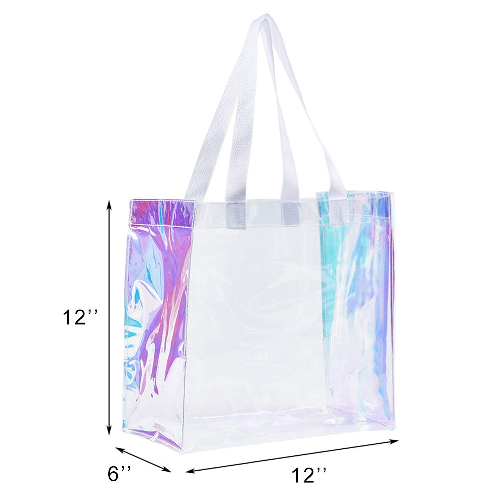Edraco Clear Tote Bag, 2-Pack Stadium Approved Hologram Clear Bag, Great for Sports Games, Work, Security Travel, Stadium Venues or Concert, 12"X 12"X 6"
