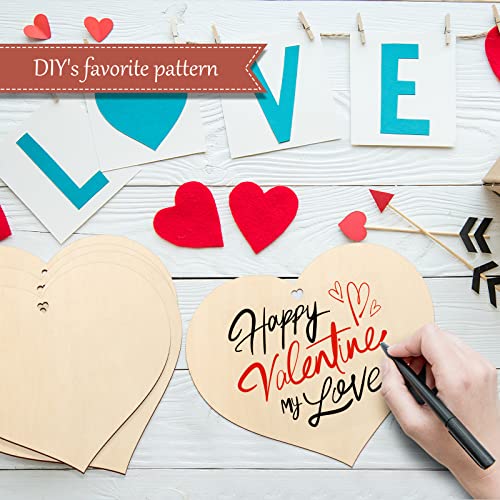 Wooden Heart Ornaments to Paint 7 Inch, Large Size Wooden DIY Blank Unfinished Heart Wood Discs Ornament for Crafts Hanging Decorations