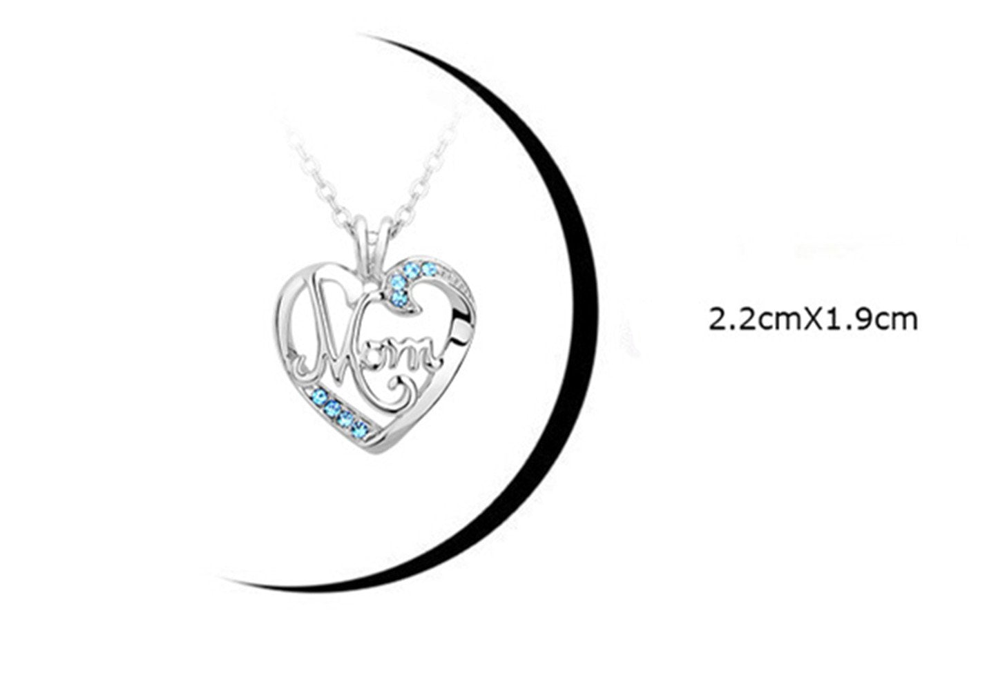 Mom Christmas Gifts Necklace - Mother Heart Pendant Necklace Mothers Day Necklace for Women from Daughter Son White