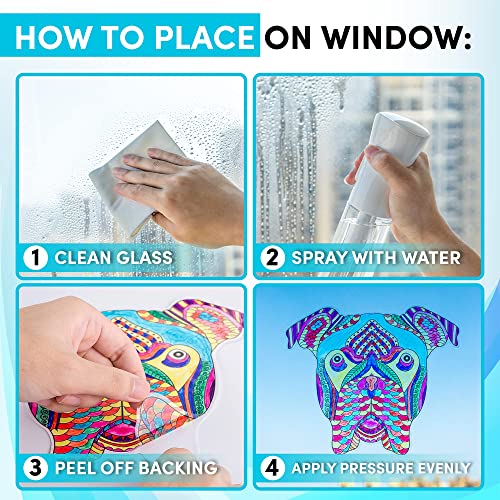 Hula Home Stained Glass Mandala Art Kit - Animal DIY Window Clings with Markers, 10 Suncatchers - Perfect Hobby for Adults, Kids, Teens & Seniors - Ideal Gift for Beginners, Women & Elderly