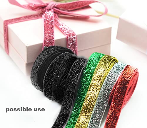 Bulk Velvet Ribbon 3/8 for Crafts-25yd 3/8" Wide Red Ribbon,Green Ribbon Christmas Ribbon for Gift Wrapping Ribbon Bows, Black Ribbon Halloween,Gold Ribbon and Silver Ribbon for Christmas Gift Bow