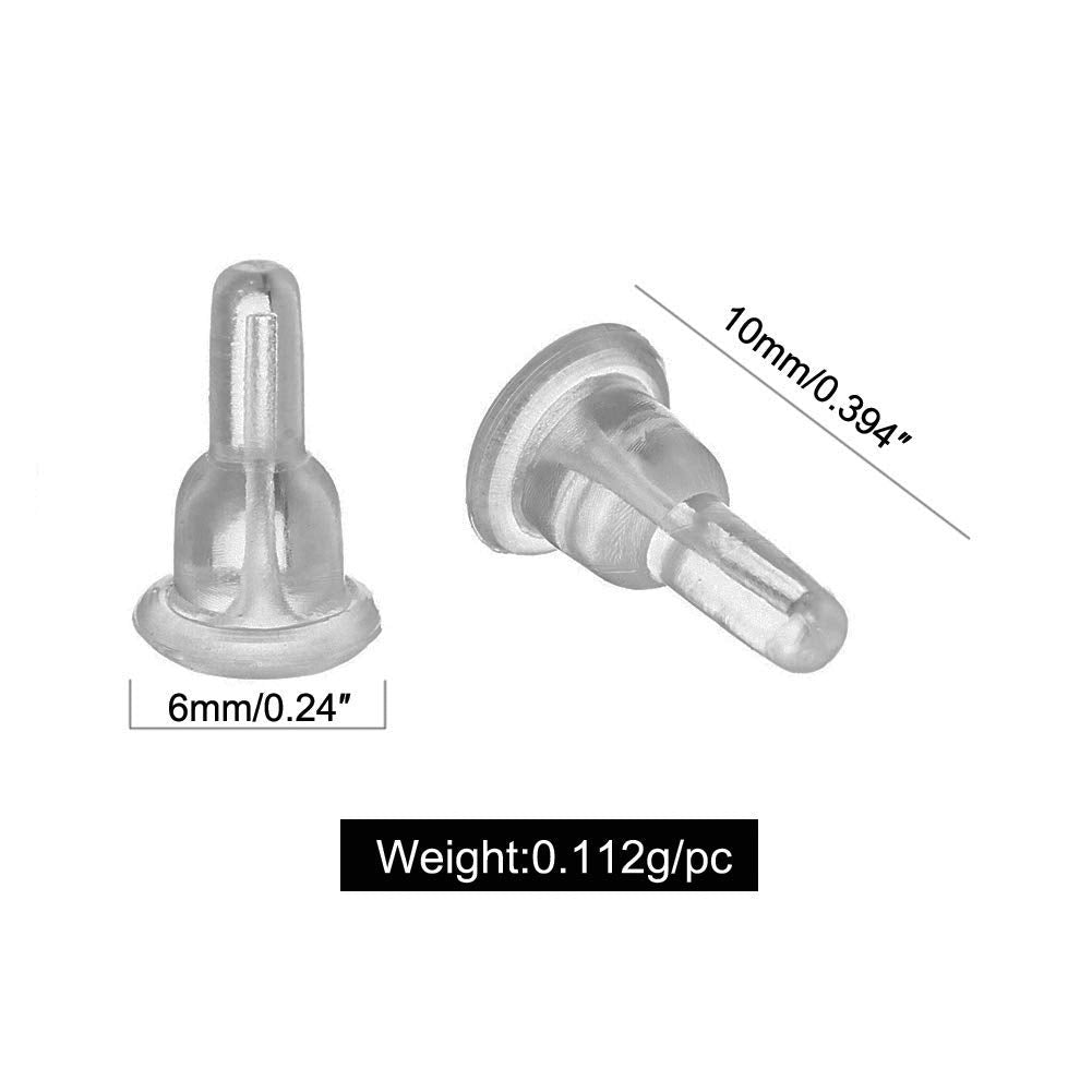 Clear Silicone Earring Backs - 150 Pcs / 75 Pairs Hypoallergenic Secure Push-Back Earring Stoppers for Stud Earrings, 10x6mm Full-Cover Studs Dust-Proof…
