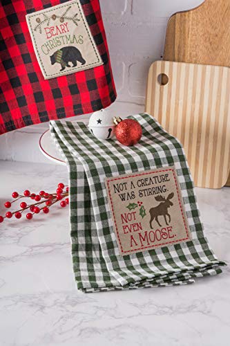 DII Holiday Kitchen Collection Embroidered Dishtowel Set, 18x28, Cabin Christmas, 3 Piece