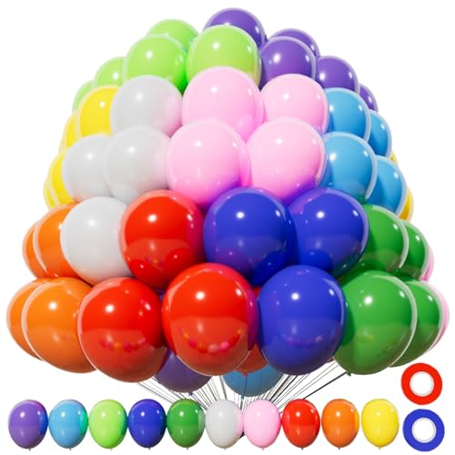 KAWKALSH 200pcs Small Balloons Assorted Colors, 5 Inch Mini Rainbow Latex Balloons for Party Birthday Baby Shower Anniversary Festival Arch Garland Decoration (Multi)