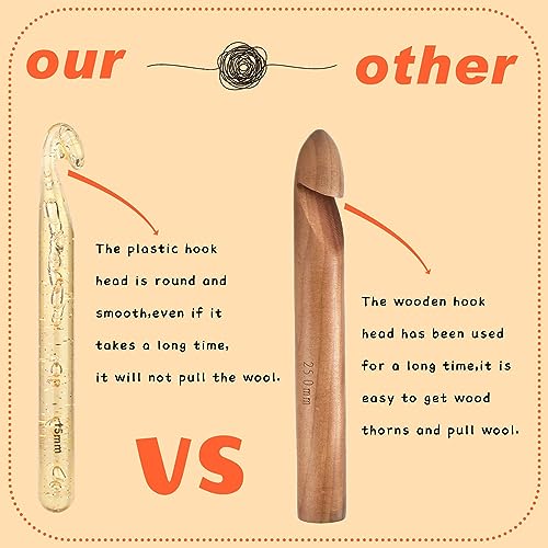 UzecPk 15mm Large Crochet Hook, Ergonomic Knitting Crochet Hooks, Huge Crochet Hook, Beginner Crochet Needle, Handle Crochet Supplies for Knitting Yarn Carpet Scarf Wool Roving