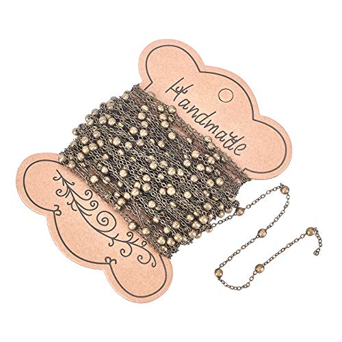 arricraft 10m/32.80 Feet Antique Bronze Chains, Brass Cable Chains with 3mm Balls, 1 Roll Chains for Necklace Jewelry Accessories DIY Making