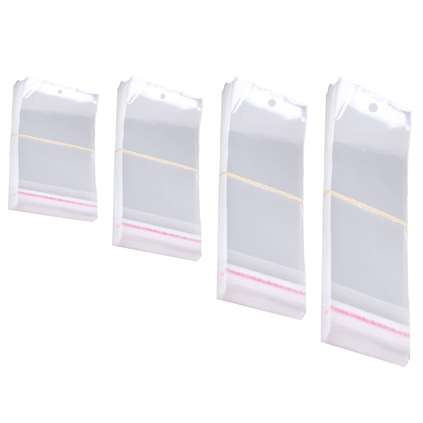 400Pcs Self Sealing Bag with Hang Hole Resealable Storage Bag Clear Plastic Hanging Bag for Packaging Necklaces Earrings Jewelry, 3.5 x 4.7inch, 3.5 x 5.5inch, 3.5 x 7.8 inch, 3.5 x 11.8 inch