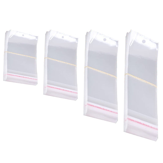400Pcs Self Sealing Bag with Hang Hole Resealable Storage Bag Clear Plastic Hanging Bag for Packaging Necklaces Earrings Jewelry, 3.5 x 4.7inch, 3.5 x 5.5inch, 3.5 x 7.8 inch, 3.5 x 11.8 inch