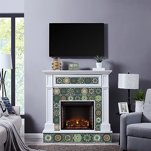 Adreamer90 Mandala Moroccan Wallpaper Tile Stickers 5.91 * 5.91 in Peel and Stick,Removable Talavera Decor 2D Wall Tile Decals for Kitchen Bathroom Laundry Stair Fireplace Art Decor Tiles