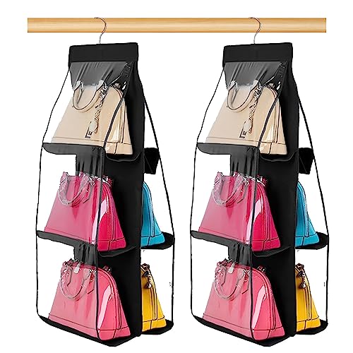 Geboor Hanging Handbag Organizer Dust-Proof Storage Holder Bag Wardrobe Closet for Purse Clutch with 6 Larger Pockets (